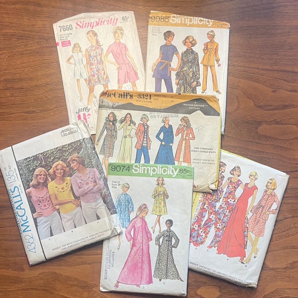 6 S/M Vintage Sewing Patterns 1960s/70s Lot